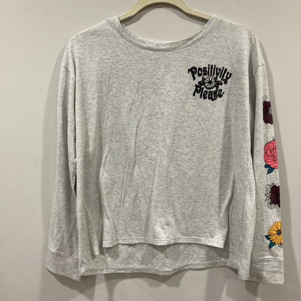 Justice Positivity Please Floral Cropped Long Sleeve Top XXL 16P/18P